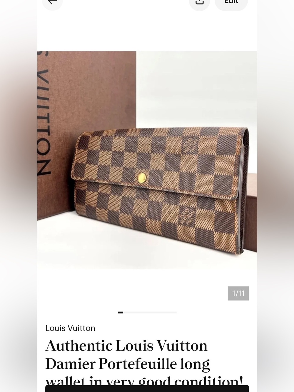 Authentic Louis Vuitton Damier Portefeuille long wallet in very good condition!